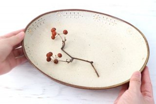 oldwhite花のカレー皿 陶器 よしざわ窯