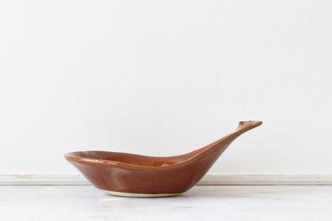 茶色いくまのおしゃもじ皿 陶器 よしざわ窯