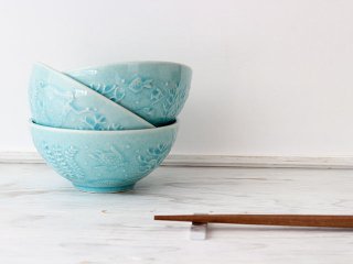 レイクグリーン 海の飯碗 陶器 よしざわ窯