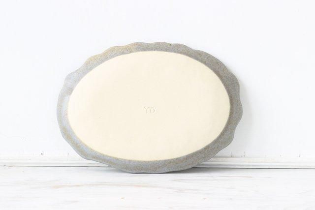 グレージュ スミレのお皿 楕円 陶器 よしざわ窯 陶器 よしざわ窯