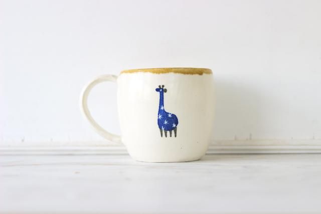 マグカップ きりん 陶器 安見工房