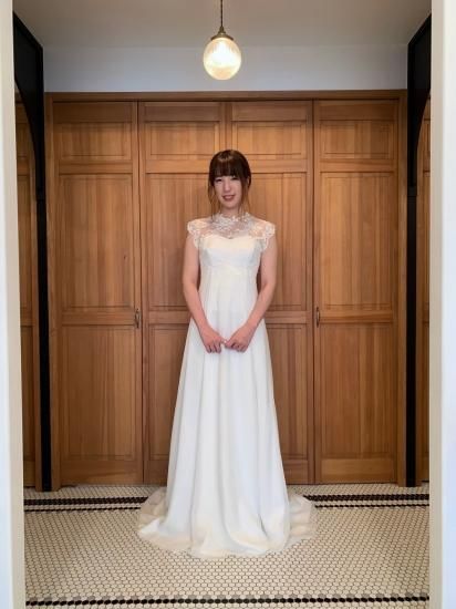 リバーレースフレンチスリーブスレンダードレス - ウーアンジュ