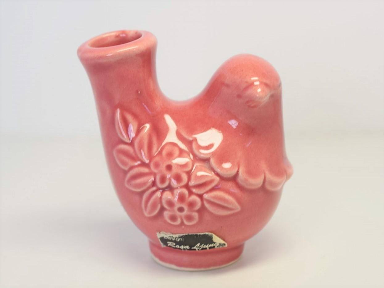 北欧ヴィンテージRosa Ljung ロサユング　小鳥のフラワーベース（大） DECO社 Rosa Ljung 鳥の花瓶 (ホワイト×ブラウン) 左向き ロサ
