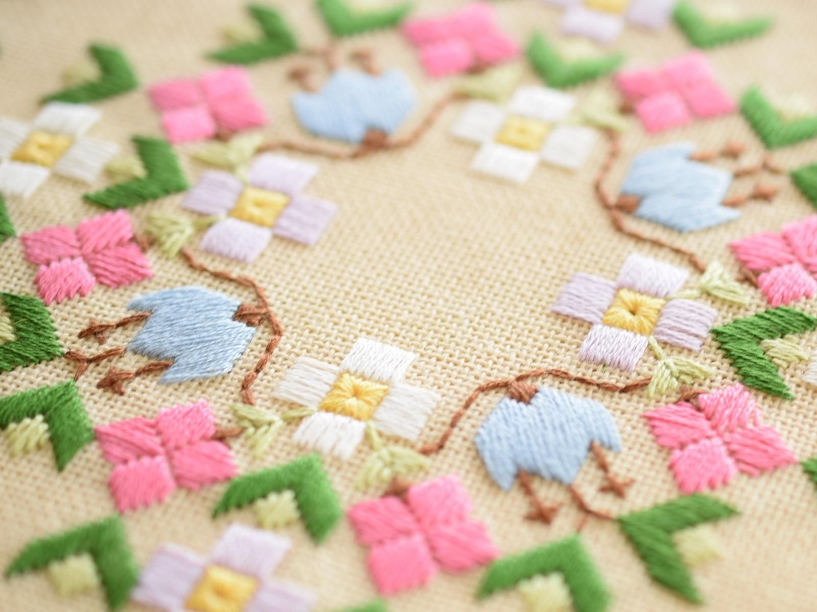 ヴィンテージフランス ワインに乾杯 アップリケ刺繍スカラップ
