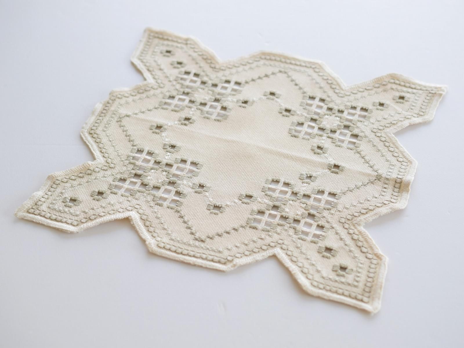 アンティーク 北欧ハーダンガーレース刺繍 大判クロス ブルーワーク