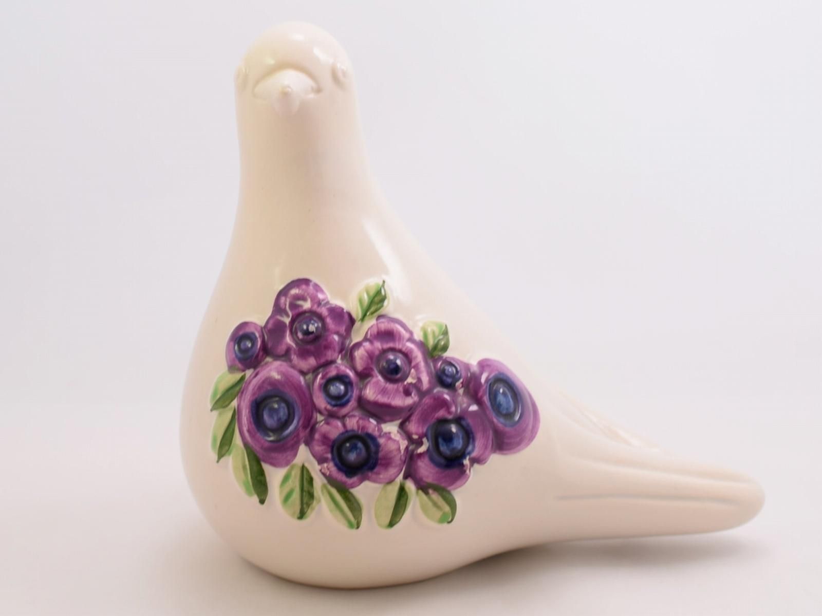 DECO社 Rosa Ljung 鳥のオブジェ (ホワイト×パープル) 左向き・L