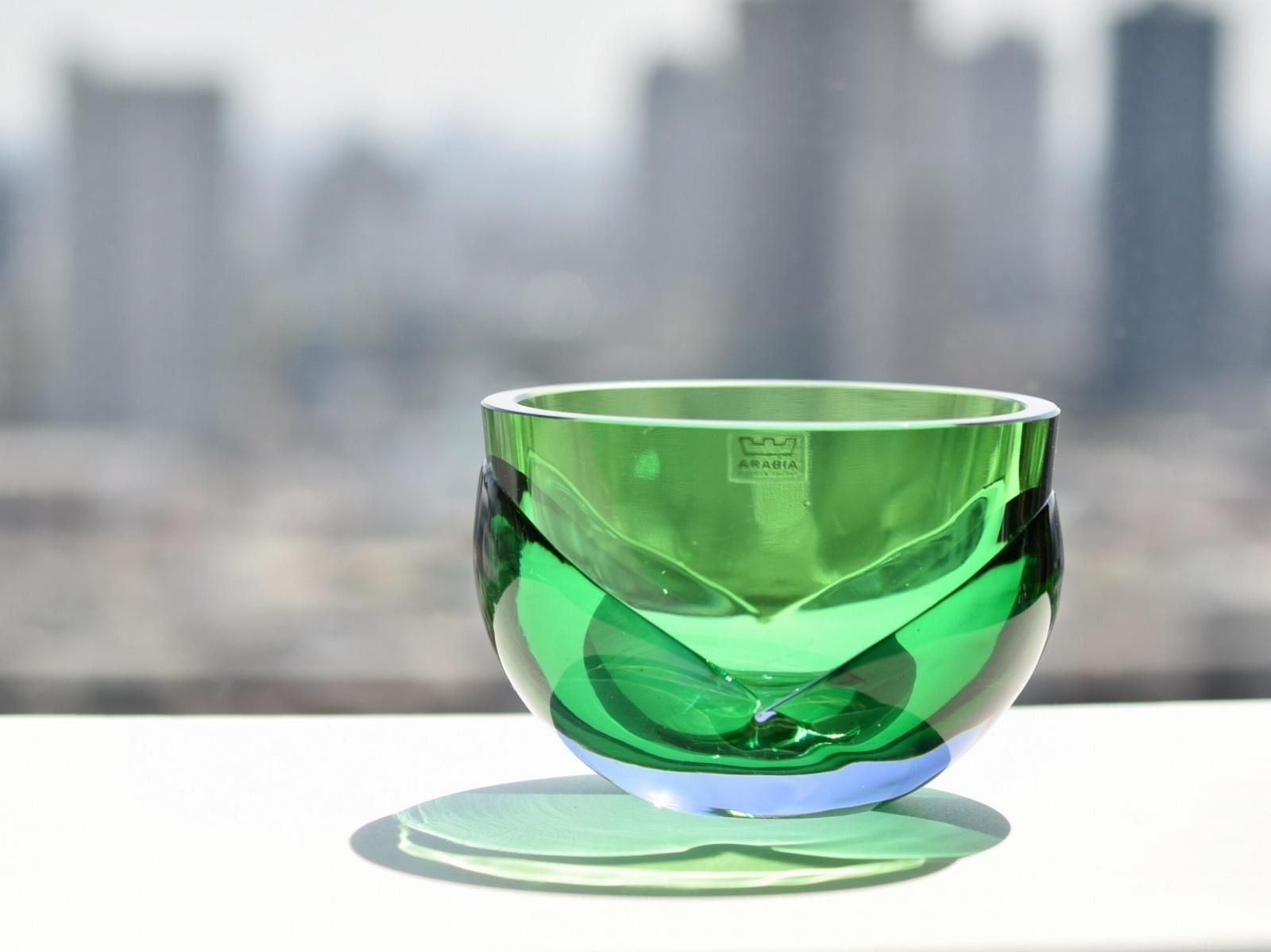 Nuutajarvi / ARABIA Kukka (グリーン×アメジスト) ガラスボウル