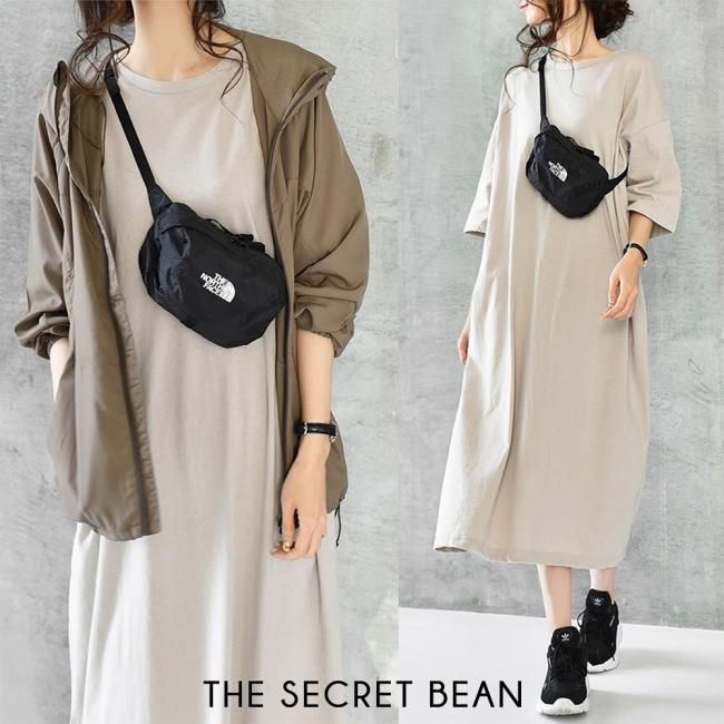 ゆうパケ 天竺5分袖オーバーサイズtシャツワンピース グレージュ The Secret Bean