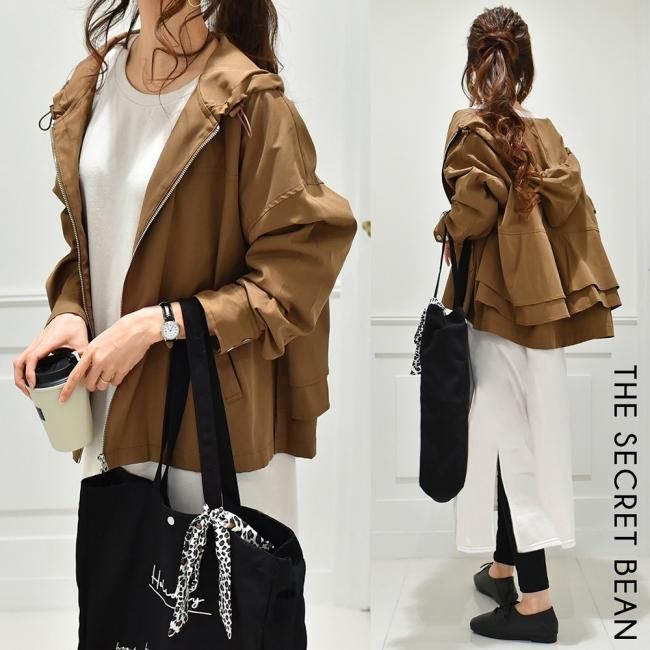 ゆうパケ Newバックティアードフリルマウンテンパーカー ブラウン The Secret Bean ゆうパケ Newバックティアードフリルマウンテンパーカー ブラウン The Secret Bean