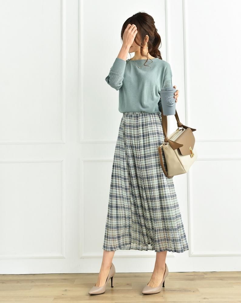 ゆうパケ チェック柄シフォンプリーツスカート ミントグリーン The Secret Bean ゆうパケ チェック柄シフォンプリーツスカート ミントグリーン The Secret Bean