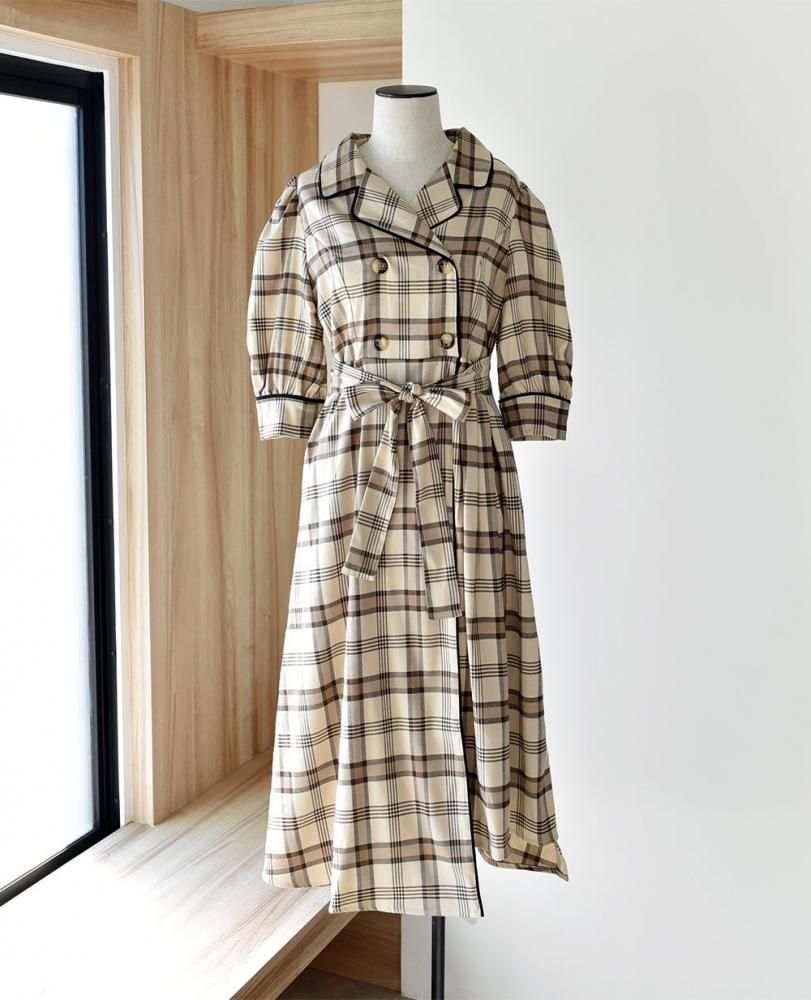 ゆうパケ 2color チェック柄アシンメトリーワンピース The Secret Bean ゆうパケ 2color チェック柄アシンメトリーワンピース The Secret Bean