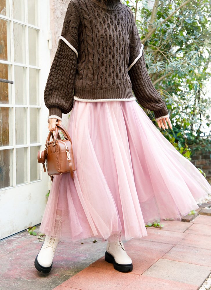 ピンクスカート - ひざ丈スカート