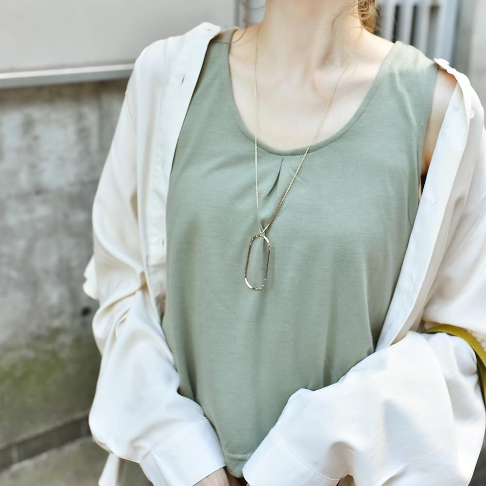 ゆうパケ 2color 日本製 ニッケルフリー オーバルフープ ロングネックレス The Secret Bean