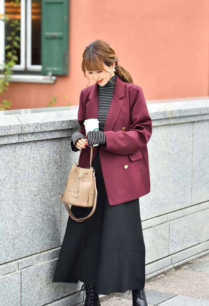 ゆうパケ 2color 指穴あき リブ編みハイネックボーダーニット The Secret Bean