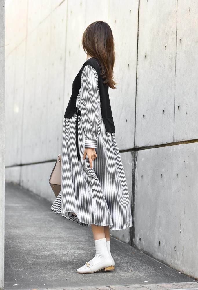 松野屋 キャンバスフラットショルダー vava duduのロングワンピース