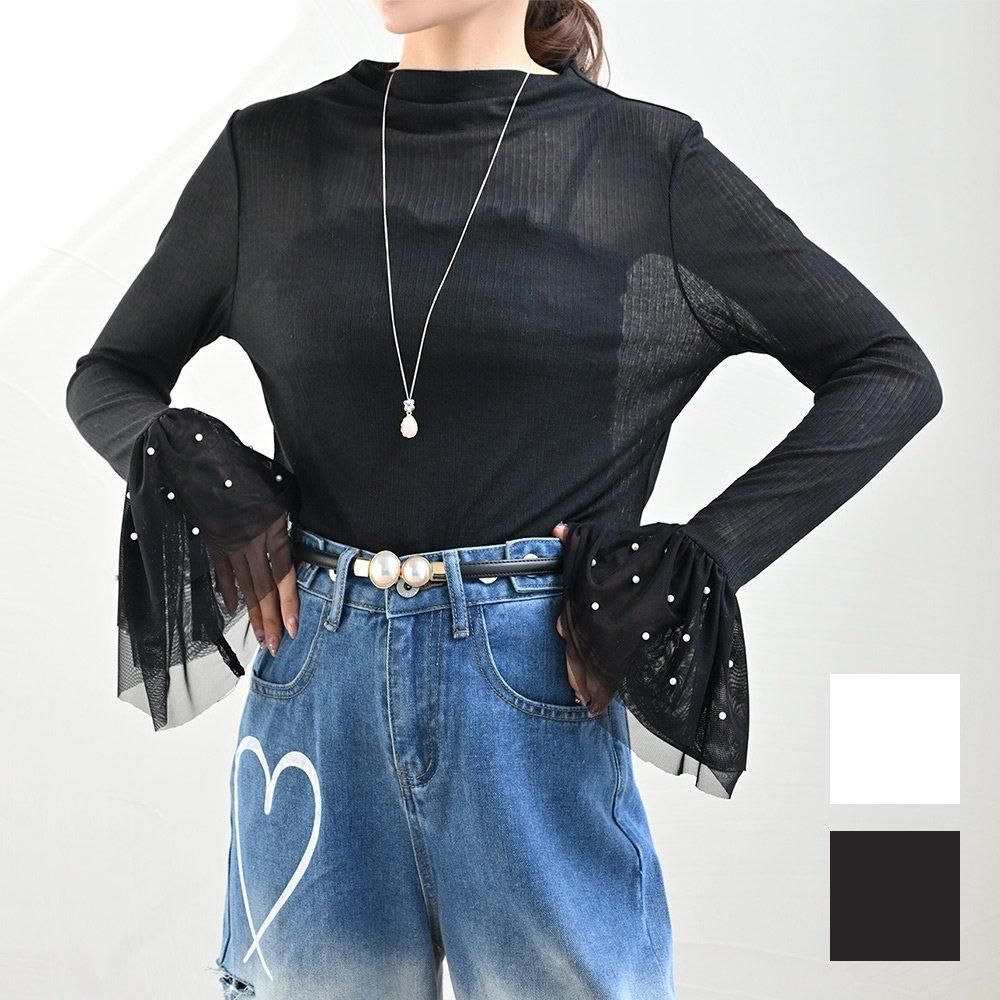 トップス SECRET cheriella】シースルーリブ ヘンリーネックトップス（Tシャツ