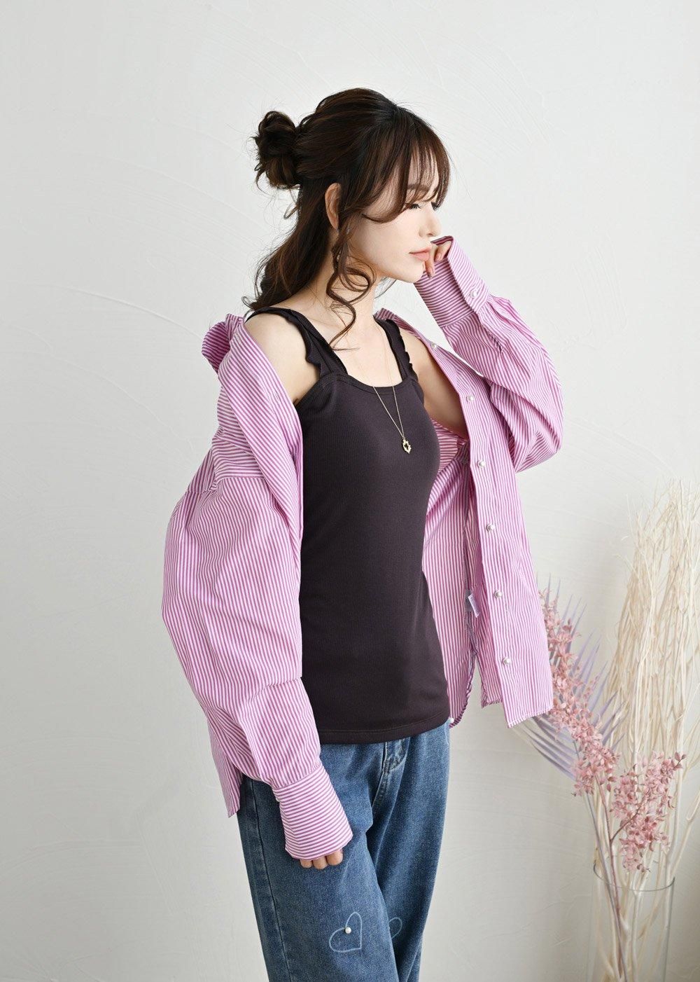 SALE】【ゆうパケ】2color◇羽織りとしても使えるパールボタン