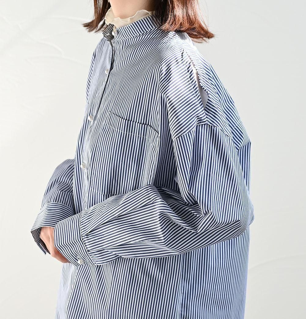 新品　バンドカラー　パールボタン　シャンブレー　シャツ　ブルー系 DOPE&DRAKKAR】くるみボタン シャンブレーシャツ | 藤巻百貨店