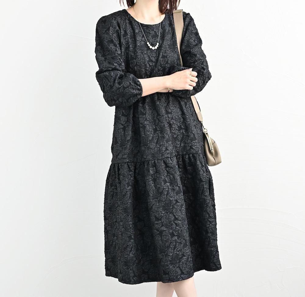 あ*せ様 薔薇ジャガード ワンピース 🌹DOUBLE LACE UP ROSE TULLE ONE PIECE🌹 薔薇柄ジャガード生地