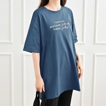 <img class='new_mark_img1' src='https://img.shop-pro.jp/img/new/icons16.gif' style='border:none;display:inline;margin:0px;padding:0px;width:auto;' />【SALE】【ゆうパケ】【大きいサイズ対応】綿100%天竺 刺繍ロゴチュニックTシャツ