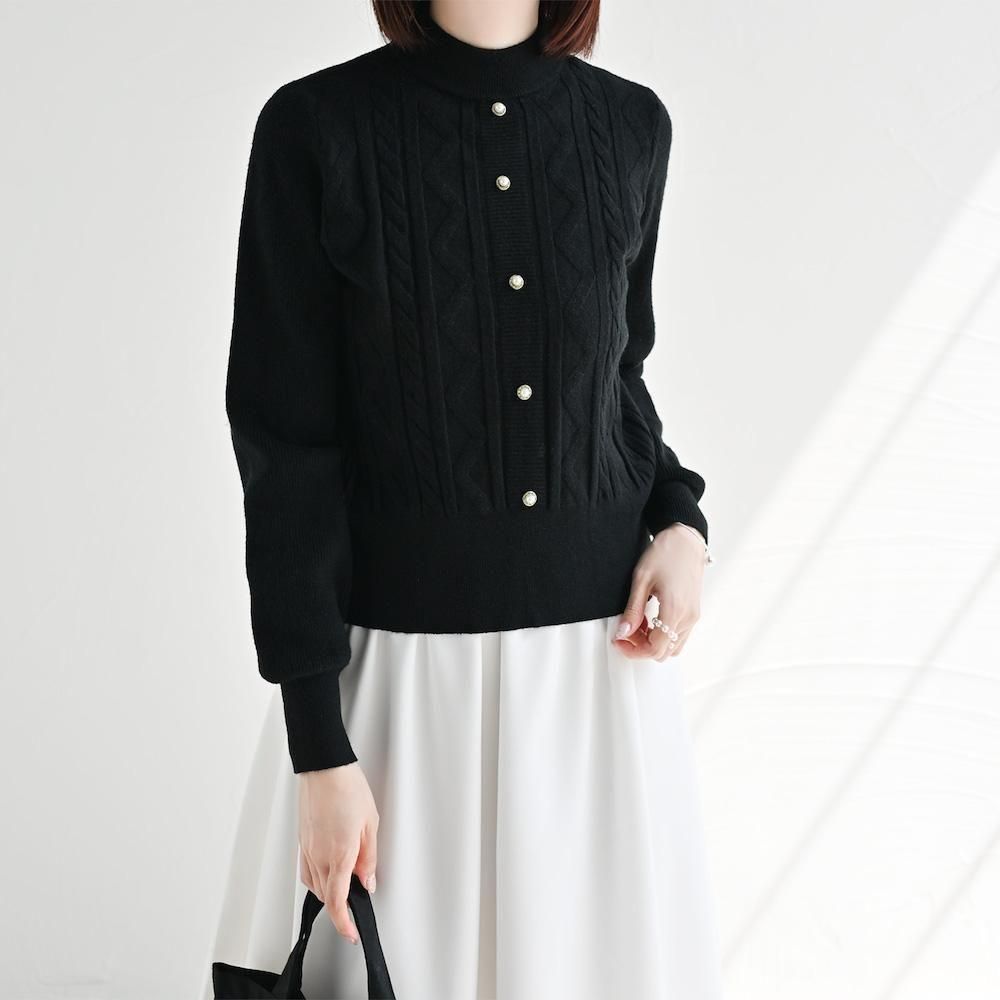 新品☆LL♪パール調飾り付ニット＆ジャガードスカート♪お出かけセット〇A861 新品☆LL♪パール調飾り付ニット＆ジャガードスカート♪お出かけ