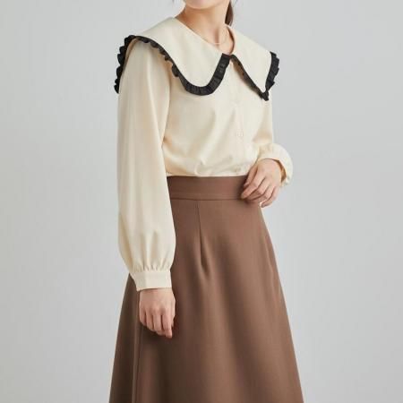 <img class='new_mark_img1' src='https://img.shop-pro.jp/img/new/icons1.gif' style='border:none;display:inline;margin:0px;padding:0px;width:auto;' />【SALE】【ゆうパケ】綿100% バイカラーフリルブラウス