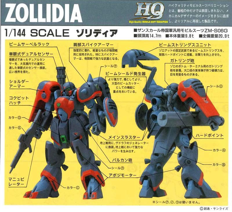 HQ 1/144 ゾリディア 機動戦士Vガンダム プラモデル バンダイ