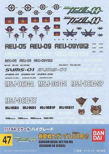 ガンダムデカールNo.47 HG 1/144 機動戦士ガンダムOO用2
