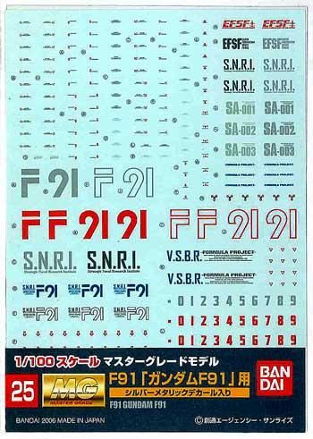 ガンダムデカール 1/100 MG ガンダムF91用 水転写デカール