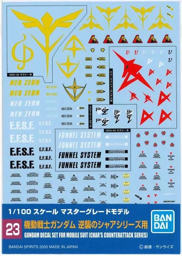 1/100 MG 機動戦士ガンダム 逆襲のシャアシリーズ用 ガンダムデカール バンダイスピリッツ｜文具とプラモの店 タギミ