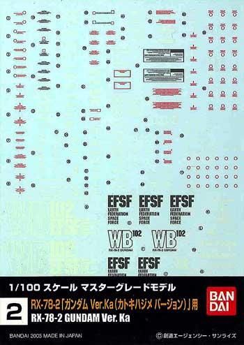 No 02 1 100 Mg ガンダム Ver Ka用 ガンダムデカール バンダイ 文具とプラモの店 タギミ 大阪府高槻市の小さな模型店 No 02 1 100 Mg ガンダム Ver Ka用 ガンダムデカール バンダイ 文具とプラモの店 タギミ 大阪府高槻市の小さな模型店