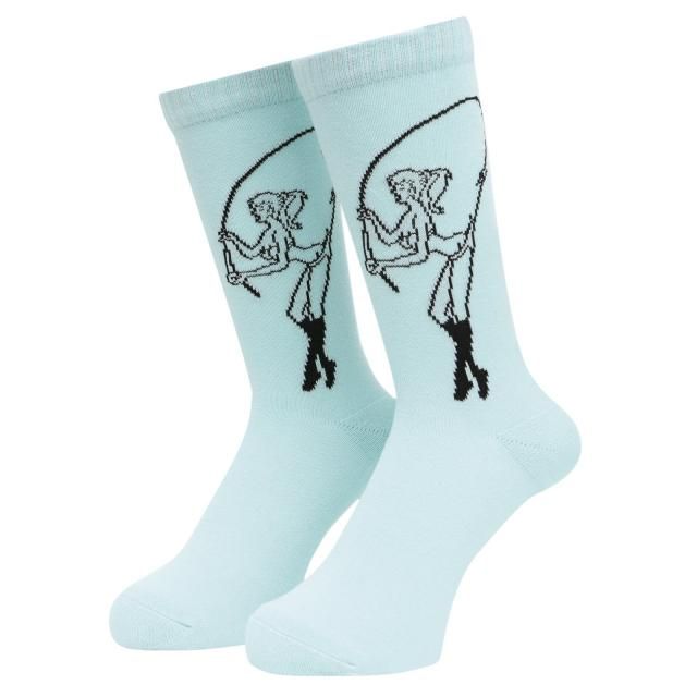 WHIMSY / FISHING GIRL SOCKS LIGHT BLUE