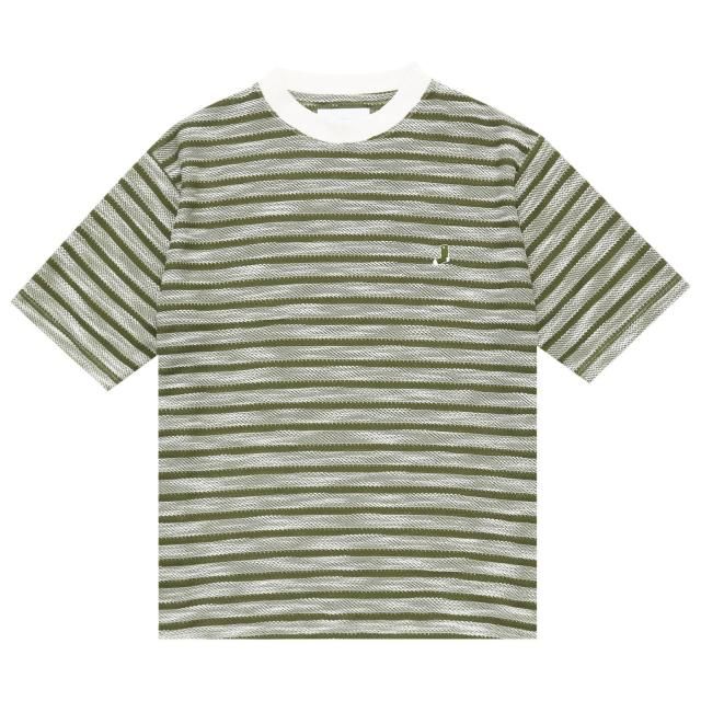WHIMSY / SLUB KNIT BORDER TEE KHAKI