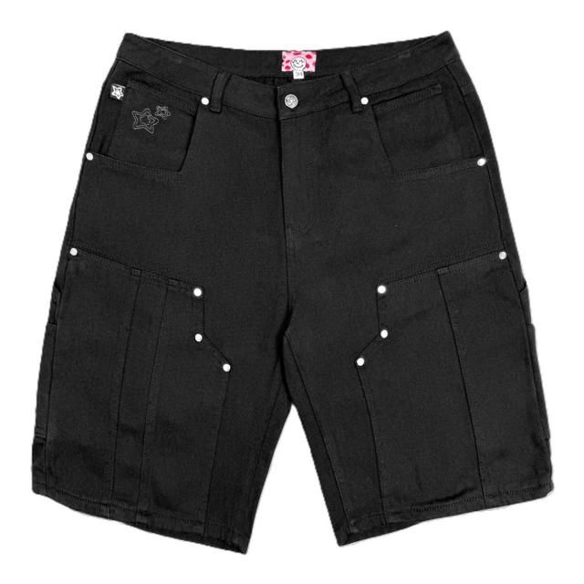 STAR TEAM / DOUBLE KNEE SEAM JEAN SHORT BLACK