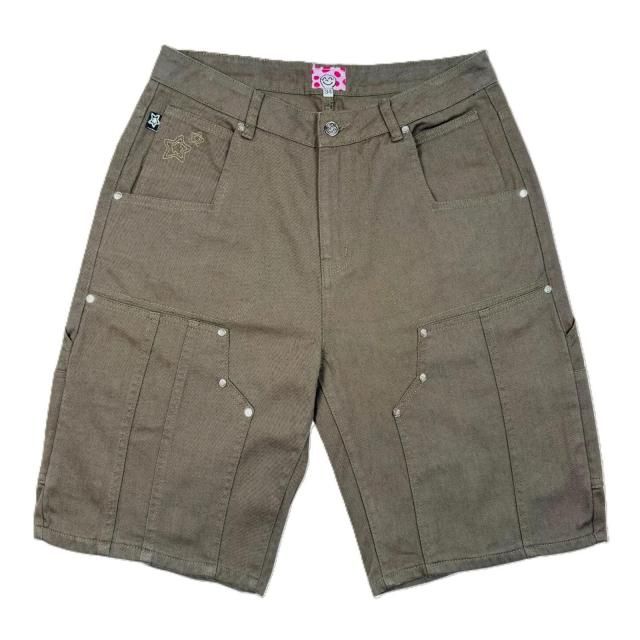 STAR TEAM / DOUBLE KNEE SEAM JEAN SHORT OLIVE