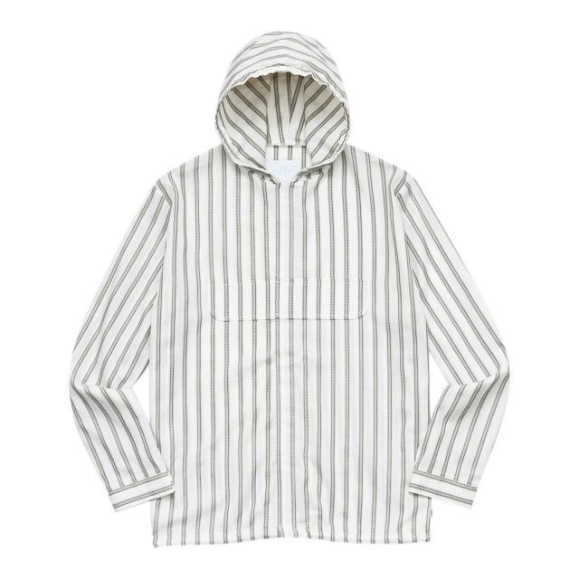 WHIMSY / HOODED APRON SHIRT WHITE STRIPE
