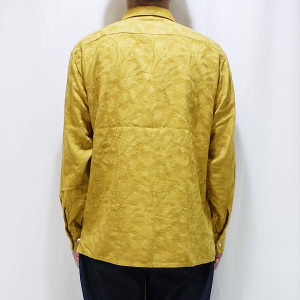 CALEE　キャリー　オープンカラーシャツ　総柄　ロデオ　イエロー soldout! / 20秋冬 / 20AW009 : Jacquard feather pattern shirt
