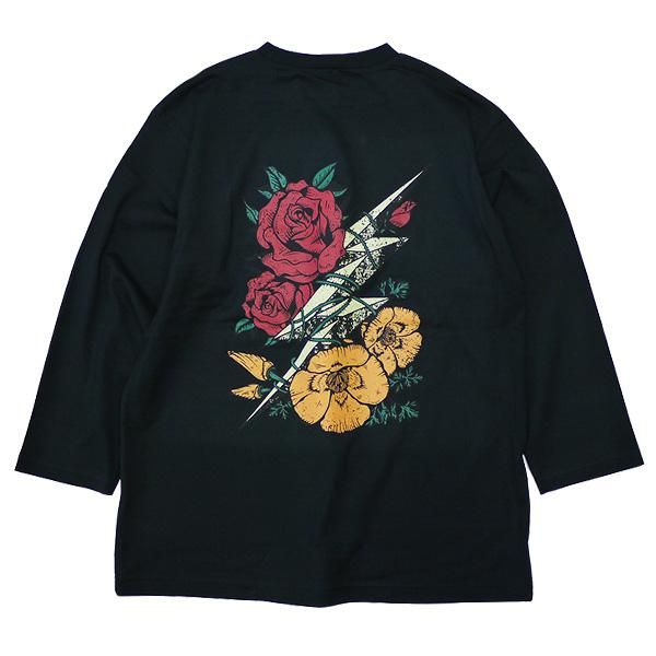 M Lsize 21秋冬 Cl 21aw010 8 Length Sleeve Thunderbolt Set In Tee Calee 8 分袖サンダーボルト フラワーtシャツ Black Hood M Lsize 21秋冬 Cl 21aw010 8 Length Sleeve Thunderbolt Set In Tee Calee 8 分袖サンダーボルト フラワーtシャツ Black Hood