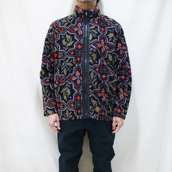 SALE 30%OFF! _ Lsize CL-21AW056 Jacquard pile boa jacket ◆ CALEE キャリー :  ジャガードパイルボアジャケット Black×Red - HOOD