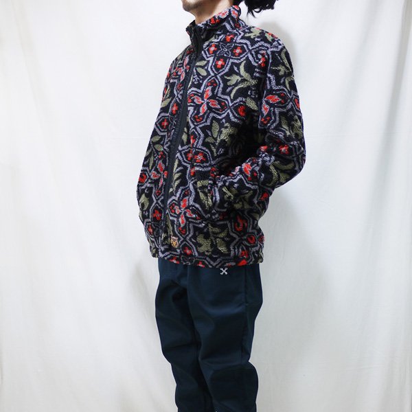 SALE 20%OFF! _ Lsize CL-21AW056 Jacquard pile boa jacket ◆ CALEE キャリー :  ジャガードパイルボアジャケット Black×Red - HOOD
