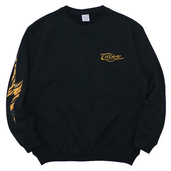soldout! _ CL-22SS002 Tigerbolt embroidery L/S sweat ◇ CALEE : タイガーボルト クルーネックスウェット(裏毛)/Black - HOOD soldout! _ CL-22SS002 Tigerbolt embroidery L/S sweat ◇ CALEE : タイガーボルト クルーネックスウェット(裏毛)/Black - HOOD