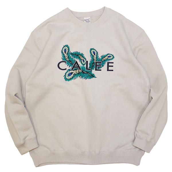 Lsize _ 2022春夏 CL-22SS012 CALEE BOF Logo crew neck sweat ◆ CALEE キャリー :  フェザーロゴ クルーネックスウェット(裏毛)/Beige - HOOD