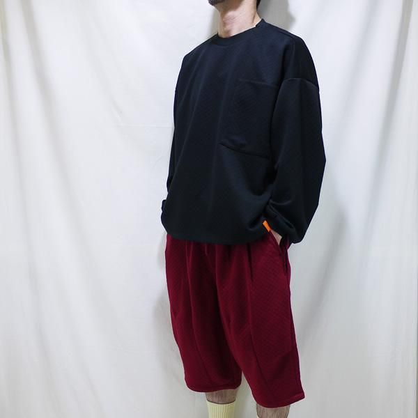 soldout! _ 2022春夏 SS22-SW02 QUILTING CREW SWEAT ◇ TIGHTBOOTH タイトブース :  キルトジャガード クルーネックニット/Black - HOOD