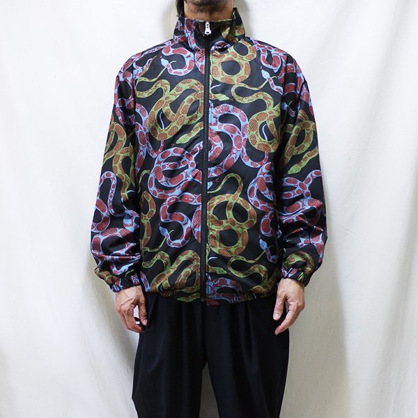 SALE 20%OFF! _ Lsize CL-22AW014 Allover snake pattern track jacket ◆ CALEE  : スネーク総柄トラックジャケット Black - HOOD