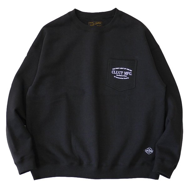 M,Lsize _ 2022秋冬 #04546 MOSCA PKT CREW SWEAT ◆ CLUCT クラクト : メッセージ  ポケットクルーネックスウェット(裏起毛) Black - HOOD