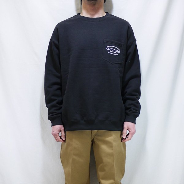 M,Lsize _ 2022秋冬 #04546 MOSCA PKT CREW SWEAT ◆ CLUCT クラクト : メッセージ  ポケットクルーネックスウェット(裏起毛) Black - HOOD