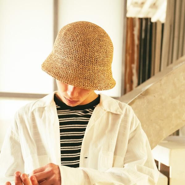 Fsize _ 2023春夏 RL-23-1291 Paper Fiber Knit Tulip Hat ◆ RACAL ラカル : ペーパーニット  チューリップハット Natural - HOOD