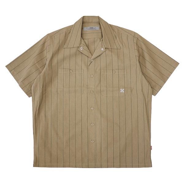 M,Lsize 2023春夏 0108 STANDARD WORK SHIRTS SS ◇ BLUCO ブルコ 半袖スタンダードワークシャツ Beige Stripe HOOD BLUCO ブルコ ワークシャツ 半袖 STANDARD WORK SHIRT S S 0108