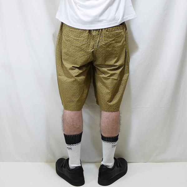 Msize _ TBPR 2023春夏 SU23-B04 RHOMBUS BIG SHORTS ◆ TIGHTBOOTH : ランバス総柄  シアサッカー ビッグショーツ Mustard - HOOD