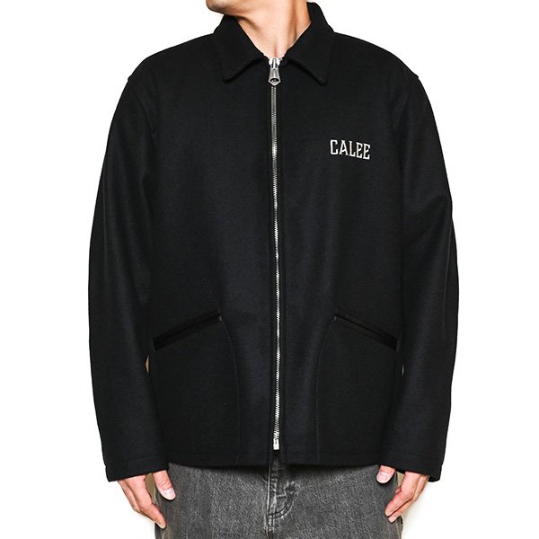 M,Lsize _ 2023秋冬 CL-23AW056 MELTON WOOL SPORTS TYPE JACKET ◆ CALEE キャリー :  ウールメルトン スポーツジャケット Black - HOOD